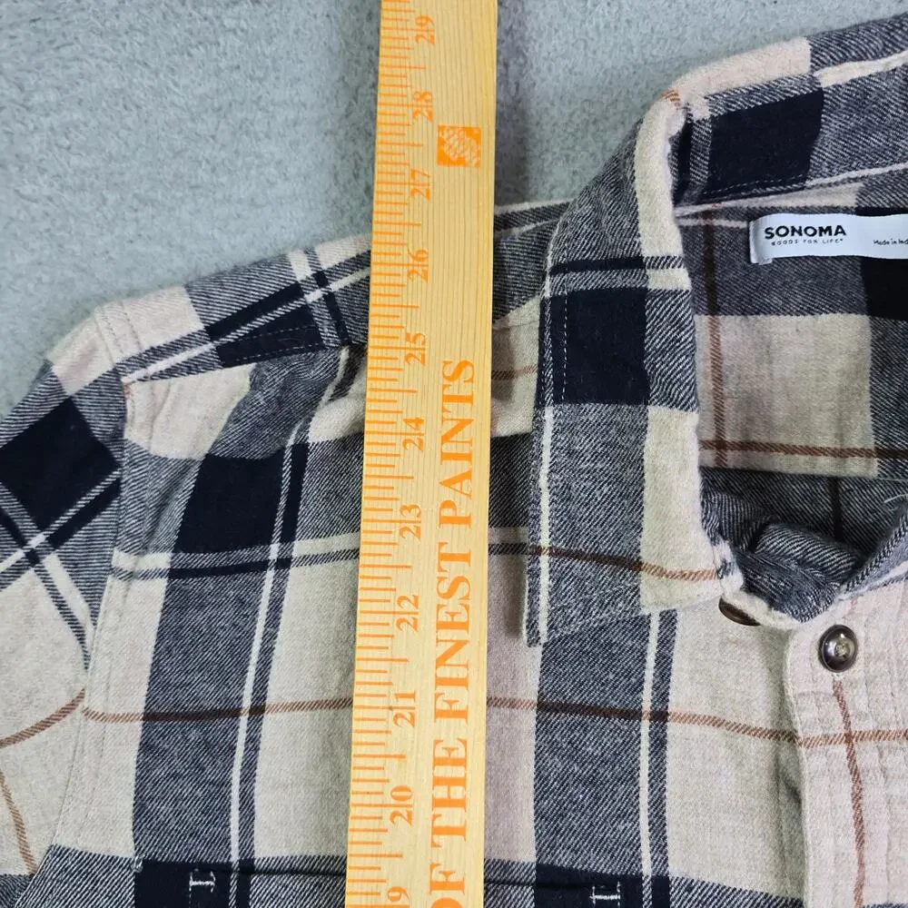 Sonoma Flannel Button Shirt Lot of‎ 2 Men's Medium Plaid Workwear Long Sleeve